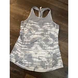 Reebok Workout Tank‎ Top Racerback Athletic Gray White Size S